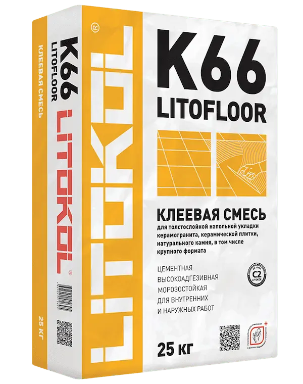 Литофлор К66-клеевая смесь для керамической плитки 25кг