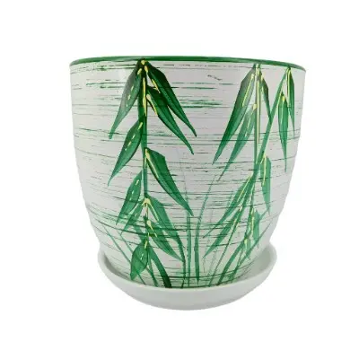 Горшок для цветов 0,4л Тюльпан-Тростник зеленый керамика
