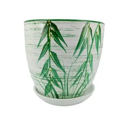 Фото для Горшок для цветов 0,4л Тюльпан-Тростник зеленый керамика