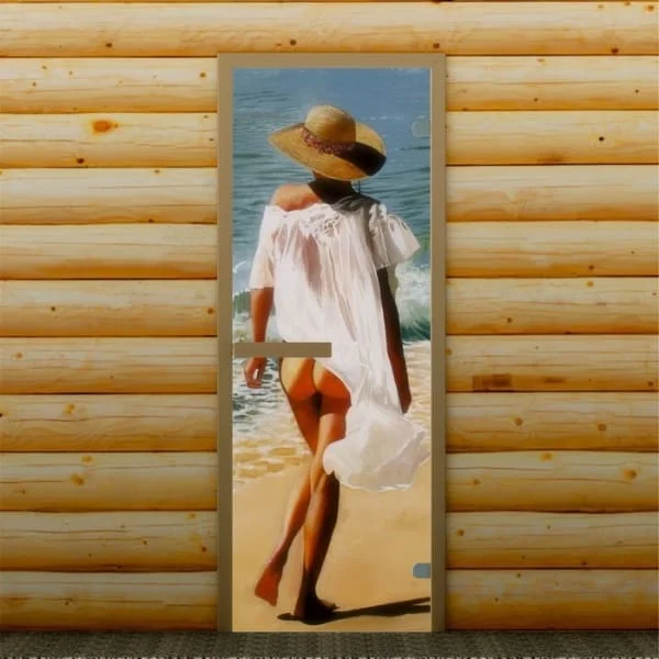 Дверь для бани и сауны "Морской отдых", 190 х 67 см, с фотопечатью 6 мм Добропаровъ, 3388653