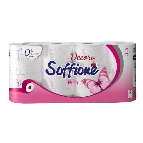 Туалетная бумага Soffione Decoro Pink двухслойная 8 рулонов