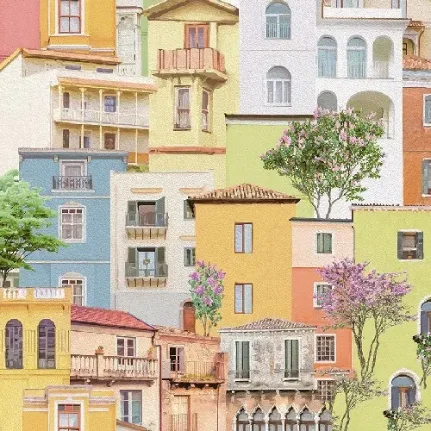 Фото для Обои Пермские Городок 1082-01 0,53x10,05м, бумажные дуплекс, многоцветный