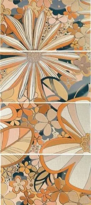 Панно Камила Цветы 79,2х39,8 оранжевый (комплект 4 шт.) 1608-0103