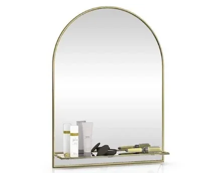 Фото для Зеркало ЕвроЗеркало 330Ш золото, 600х800 мм., для ванной комнаты, с полкой