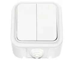 Фото для Выключатель двухклавишный брызгозащищенный открытой установки Пралеска А56-224 IP54