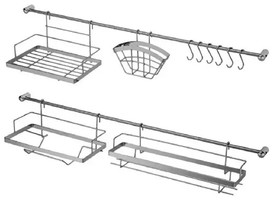 Рейлинговая система для кухни Доляна: базовый набор, 16 предметов