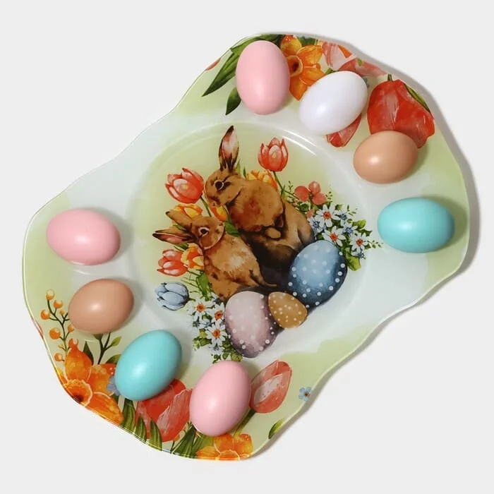 Подставка стеклянная для яиц Доляна «Акварель», 8 ячеек, 38?27 см