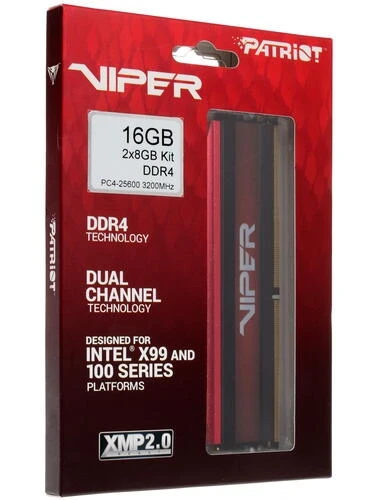 Фото для Память DIMM DDR4 16Gb 3200MHz Patriot Viper Steel PVS416G320C6K 2x8Gb RTL PC4-25600 CL16 DIMM 288-pin 1.35В single rank