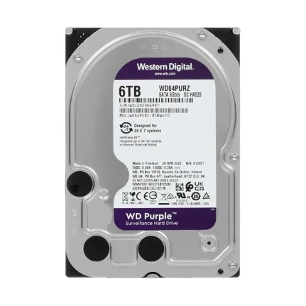 Фото для Жесткий диск SATA-III 6Tb Western Digital WD64PURZ Purple HDD 3.5" SATA 6Tb, IntelliPower, 256MB buffer (DV-Digital Video), CMR 