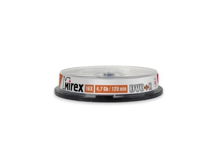 Фото для Диск DVD+R 4,7Gb 16х Mirex (10 шт/уп) cake box (UL130013A1L) (4607001202493 )