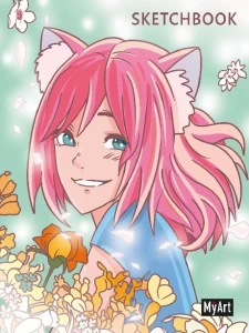 Фото для ЗАПИСНАЯ КН СКЕТЧБУК А4 64Л "MYART" 7БЦ АНИМЕ "ДЕВОЧКА В ЦВЕТАХ"