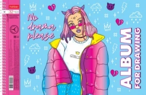 Фото для АЛЬБОМ ДЛЯ РИСОВАНИЯ НА ГРЕБНЕ 32 ЛИСТА "МОДНЫЕ ДЕВОЧКИ" 