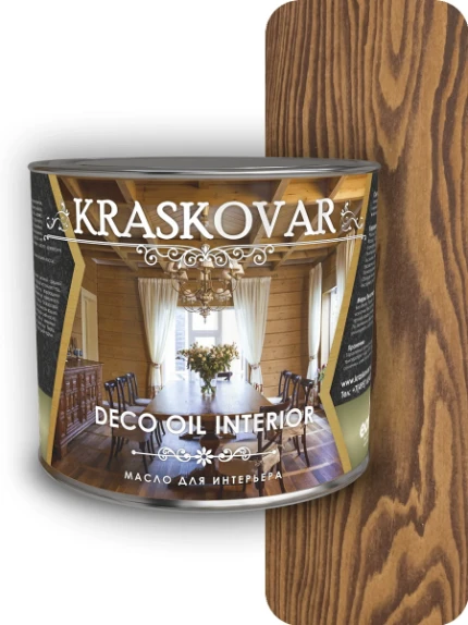 Фото для Масло для интерьера Kraskovar Deco Oil Interior Орех гварнели 2,2 л