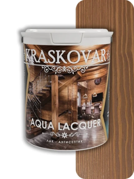 Фото для Лак-антисептик Kraskovar Aqua Lacquer для дерева и камня Моккачино 2л