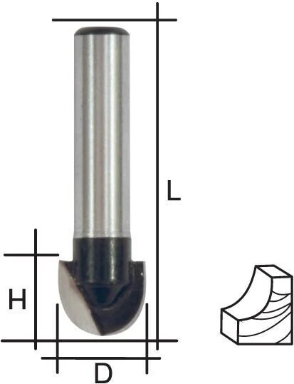 Фото для Фреза пазовая галтельная D8, H6, L44//FIT