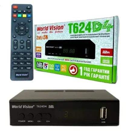 Фото для Эфирный цифровой приёмник World Vision T624D4 DVB-T2/C/IPTV (кнопки на корпусе)