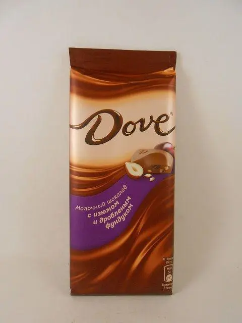 Шоколад "Dove" с изюмом и дробленным фундуком