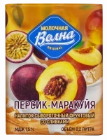 Фото для Напиток сывороточный Молочная волна 0.2л персик/маракуйя со сливками 1,5%*27 БЗМЖ