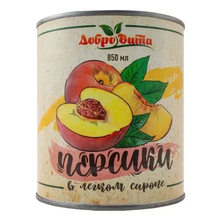 Фото для Персики ДоброВита 425мл консервированные ж/б*24 Китай