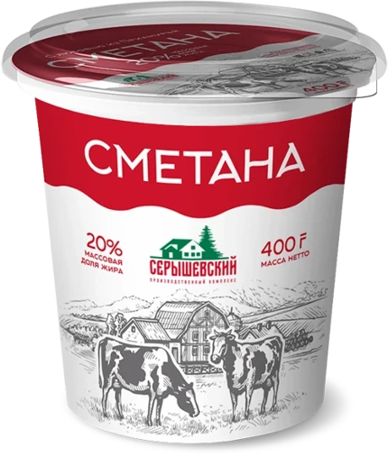 Фото для Сметана Серышево 400гр 20%*8 БЗМЖ