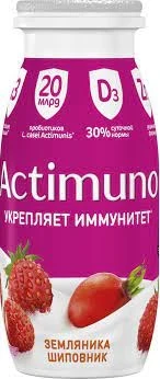 Фото для Напиток кисломолочный Актимуно 95гр 1,5% Земляника/шиповник*24 БЗМЖ
