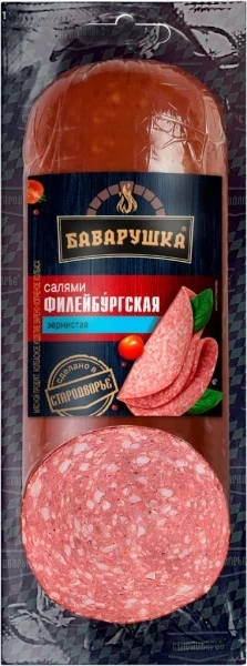 Фото для Колбаса Салями Филейбургская Баварушка 280гр в/к зернистая фиброуз*12