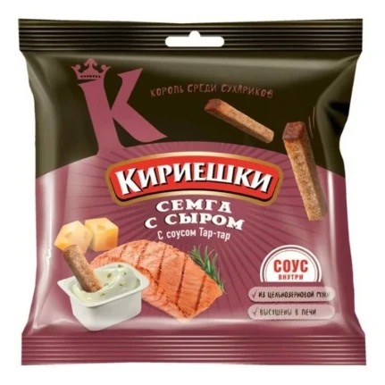 Фото для Сухарики Кириешки 60г+25мл семга с сыром+соус Тар-Тар*30 БС353