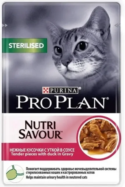 Фото для Pro Plan Sterilised м/п д/ взрослых кошек для стерил с уткой, в соусе, 85 г