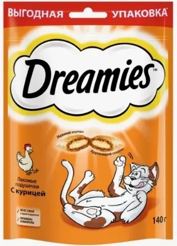 Фото для Dreamies (Дримис) Лакомство для кошек с курицей, 140г