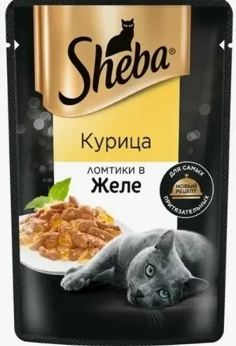 Фото для Sheba Паучи для кошек "Ломтики в желе с курицей , 75г