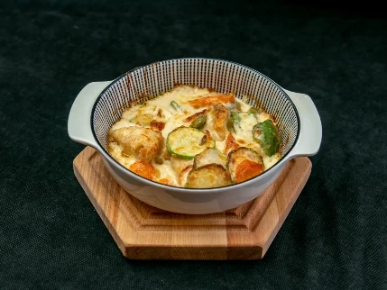Фото для Палтус в сливочном соусе с овощами, запеченный с сыром 1/220