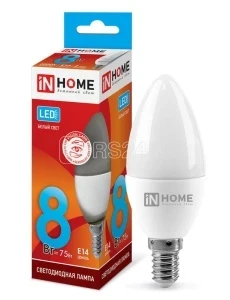 Фото для Лампа LED-свеча-VC 8Вт 4000 Е14 IN HOME