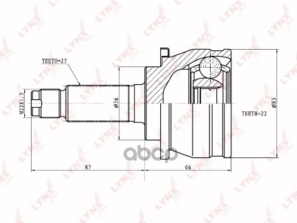 Фото для Шрус Su [Fu-07] 22x56x27 Lynx Co7106 (Impreza Gc#,Gf#,Bc#,Bf# Legacy Bd#,Bg#,Bc#,Bf#,Bd#..) LYNXauto арт. CO7106