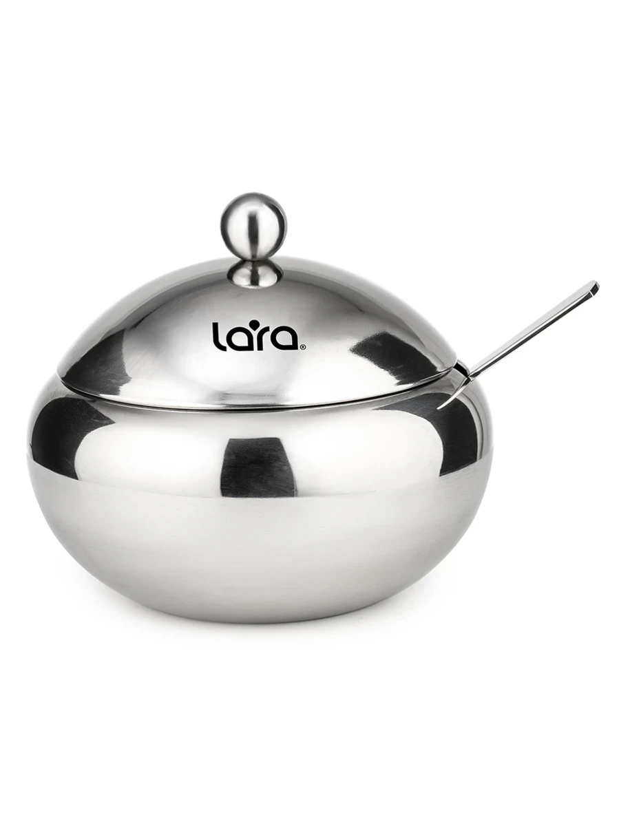 Сахарница с ложкой LARA LR08-36 SS (0,56л,нерж.)