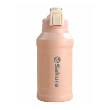 Термобутылка 2в1 с трубкой SAKURA TМ-03-900P Розовый (0,9л,2-ые стенки нерж,8 часов,24*10,2см)