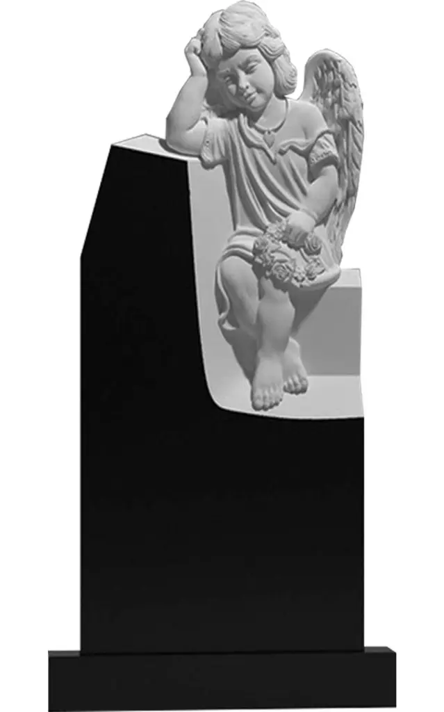 Детские памятники на могилу гранитные черные ВАР-238 "Ангел" (премиум-класс)