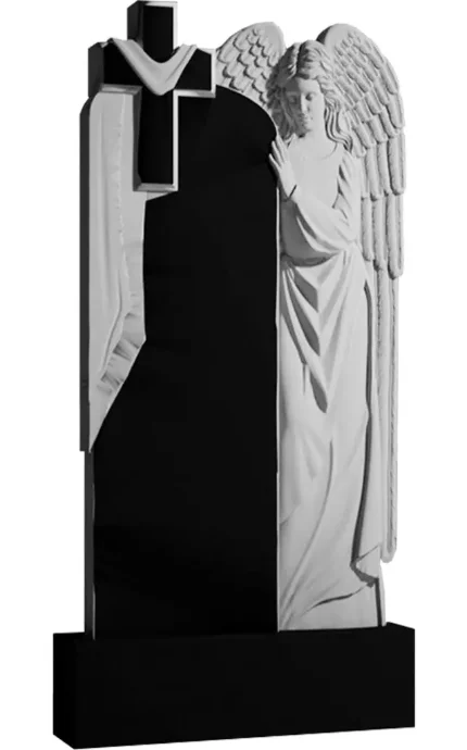 Фото для Гранитные памятники вертикальные резные черные ВАР-174 "Ангел" (премиум-класс)