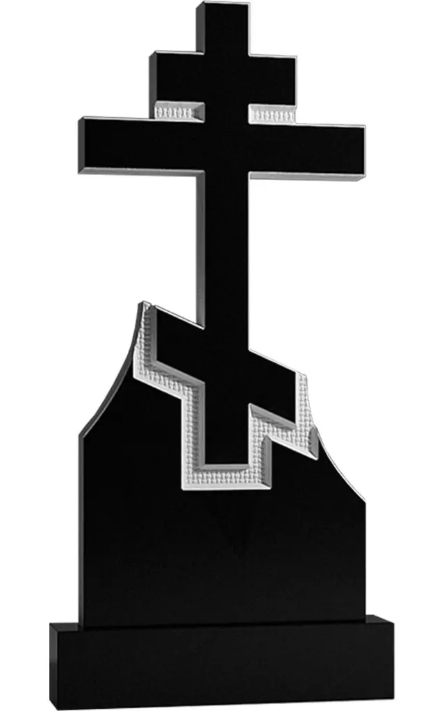 Памятник крест на могилу. Гранитные памятники вертикальные резные черные ВАР-160 (премиум-класс)