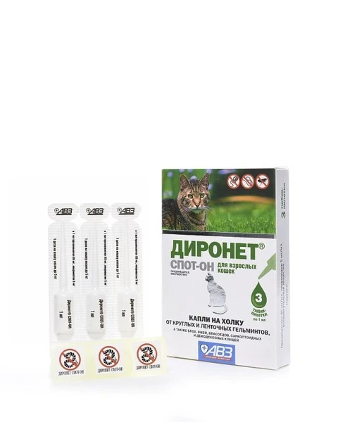 Фото для Диронет спот -он для взр. соб. капли на холку от гельминтов и блох 1 пипетка