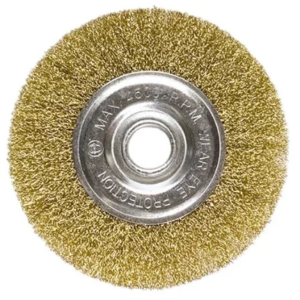 Фото для Щетка для УШМ плоская 125 мм колесо (латунированная витая проволока) (LASTING TOOLS)