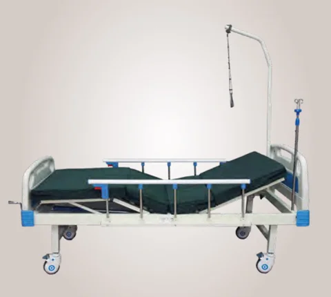 Кровать медицинская функц. 4-х секционная Е-1027 в компл. матрац,бок огр, колеса, штанга, стойка