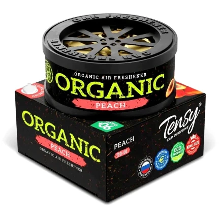 Фото для Ароматизатор на торпедо Tensy Organic Персик, с растительным наполнителем, баночка 20г, арт