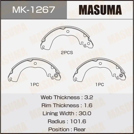 Фото для Колодки тормозные барабанные Masuma, комплект на ось (4 шт), арт. MK-1267