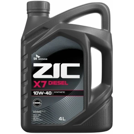 Фото для Масло моторное ZIC X7 Diesel 10w40, синтетическое, API SL/CI-4, ACEA E7, для дизельного двигателя, 4л, арт. 162607
