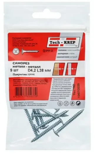 Фото для Саморез Tech-Krep ШСММ 4,2x38 (набор 9шт) 102392 