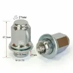 Фото для Гайка Cr M12X1,50 Хром высота 47 мм Прессшайба носик 18,5мм, плоская ключ 21мм 724845 Cr