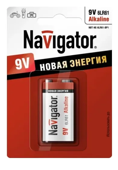 Фото для Батарейка Крона 9V щелочная 6LR61 1шт Navigator