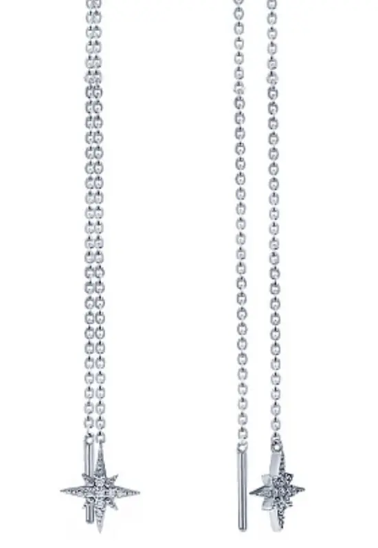 Серебряные серьги-цепочки со звездой и фианитами Isida E66120121 (Ag 925)