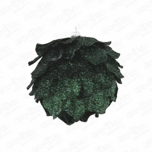 Украшение елочное шар с лепестками блестящий зеленый 9см