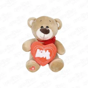 Фото для Игрушка мягкая Медведь с розовым сердцем Love бежевый